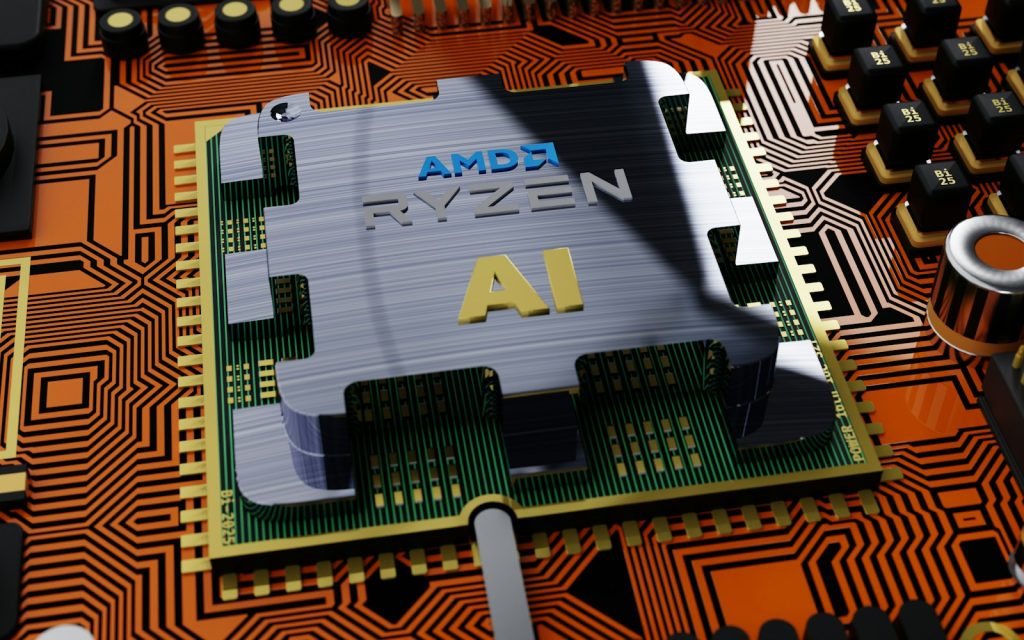 an amd radeon processor on top of a printed circuit board